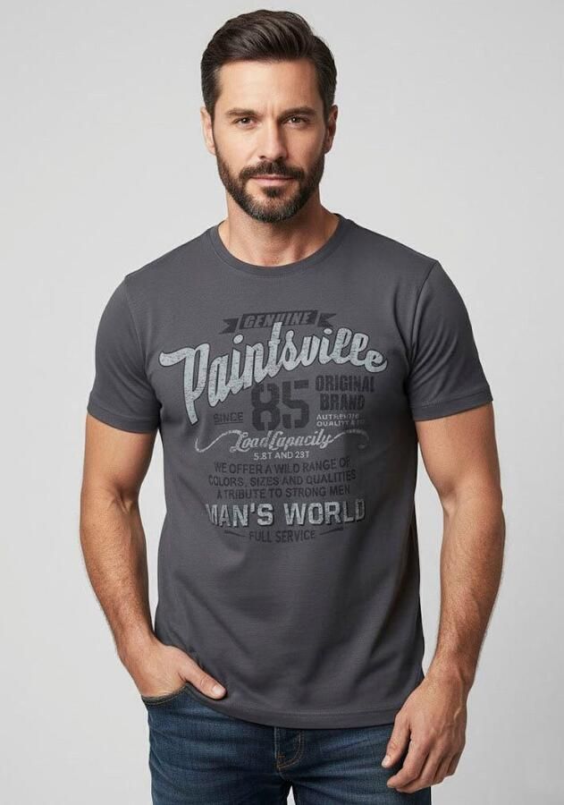 Man's World T-shirt Korte mouwen met stijlvolle print ronde hals van katoen