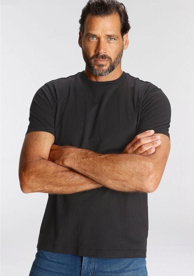 Man's World T-shirt Nieuwe kleuren! Korte mouw effen kleur ronde hals van katoen(3-delig Set van 3) - Foto 3