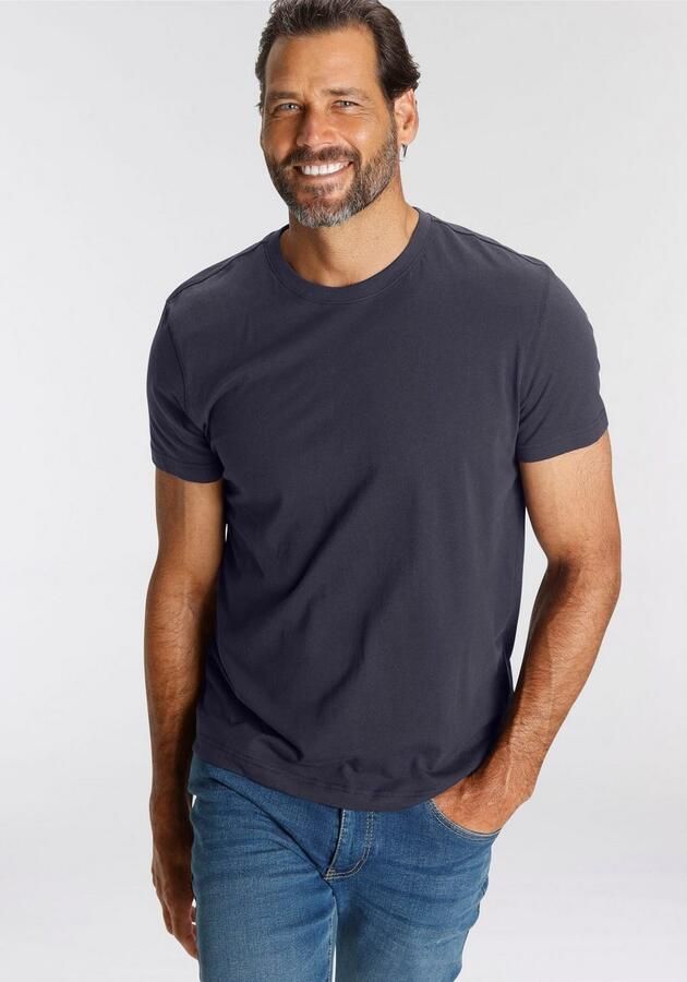 Man's World T-shirt Nieuwe kleuren! Korte mouw effen kleur ronde hals van katoen(3-delig Set van 3) - Foto 5