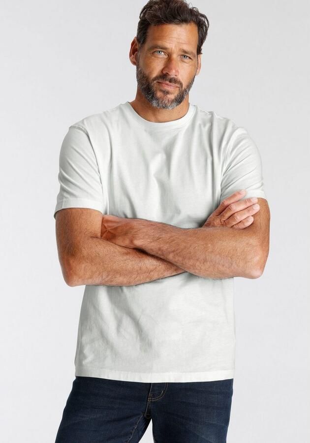 Man's World T-shirt Nieuwe kleuren! Korte mouw effen kleur ronde hals van katoen(3-delig Set van 3) - Foto 4