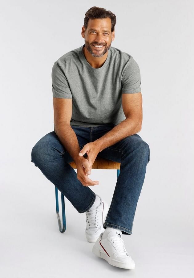 Man's World T-shirt Nieuwe kleuren! Korte mouw effen kleur ronde hals van katoen(3-delig Set van 3) - Foto 5