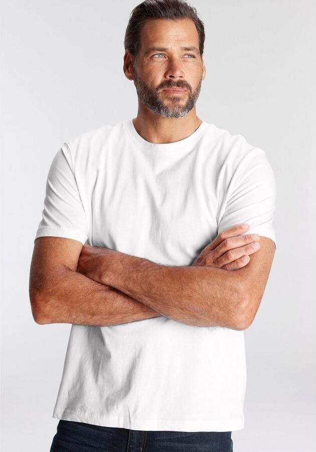 Man's World T-shirt Nieuwe kleuren! Korte mouw effen kleur ronde hals van katoen(3-delig Set van 3) - Foto 5