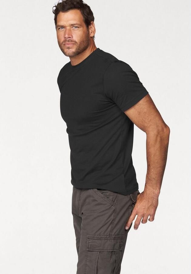 Man's World T-shirt Nieuwe kleuren! Korte mouw effen kleur ronde hals van katoen(3-delig Set van 3) - Foto 4