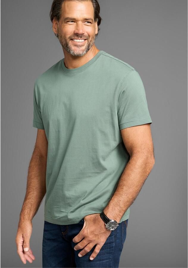 Man's World T-shirt Nieuwe kleuren! Korte mouw effen kleur ronde hals van katoen(3-delig Set van 3) - Foto 6