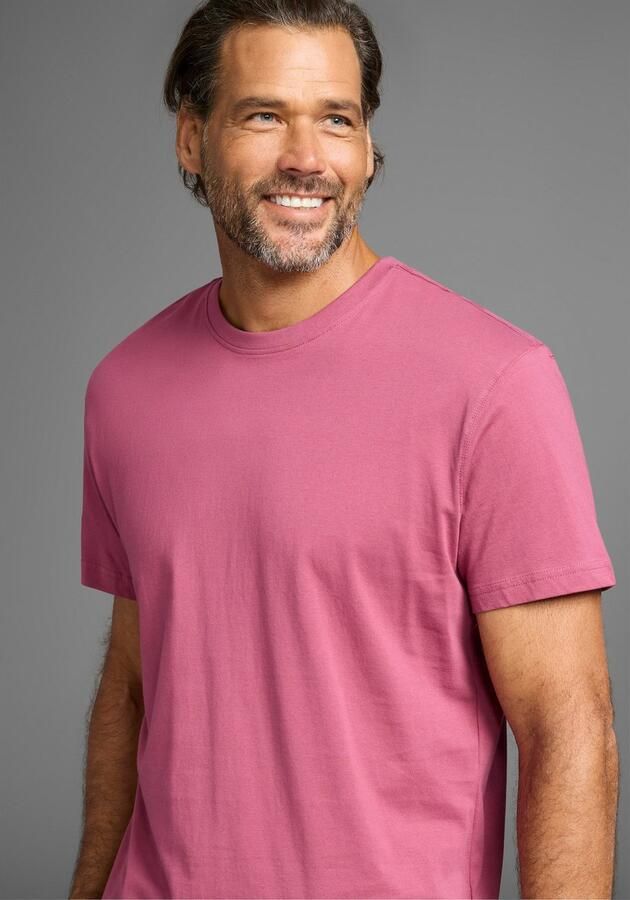 Man's World T-shirt Nieuwe kleuren! Korte mouw effen kleur ronde hals van katoen(3-delig Set van 3) - Foto 4