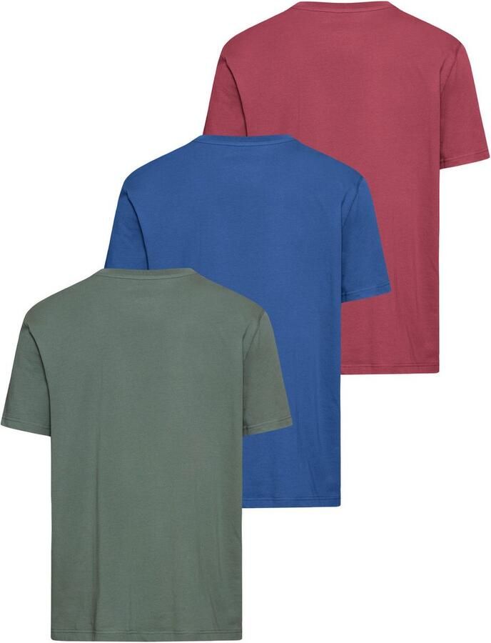 Man's World T-shirt Nieuwe kleuren! Korte mouw effen kleur ronde hals van katoen(3-delig Set van 3)