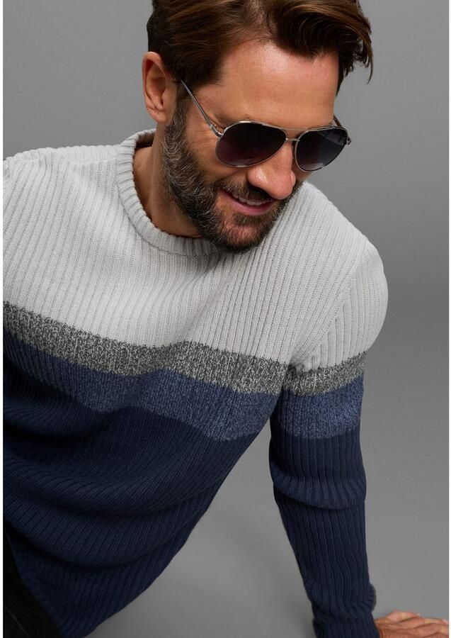 Man's World Trui met ronde hals Nieuwe collectie! Highlight trendy streepjeslook gemêleerde streep zacht handvat perfect voor het koudere seizoen - Foto 3