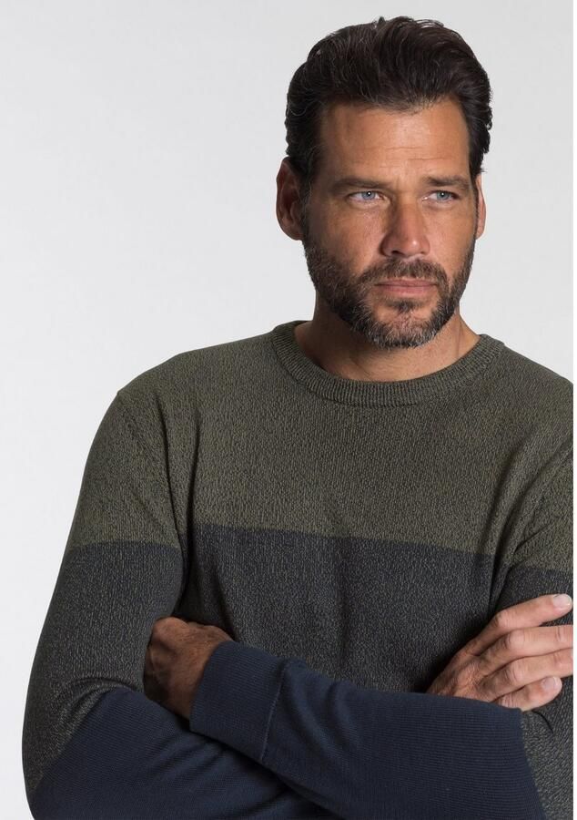 Man's World Trui met ronde hals Tot XL met blokstrepen - Foto 4