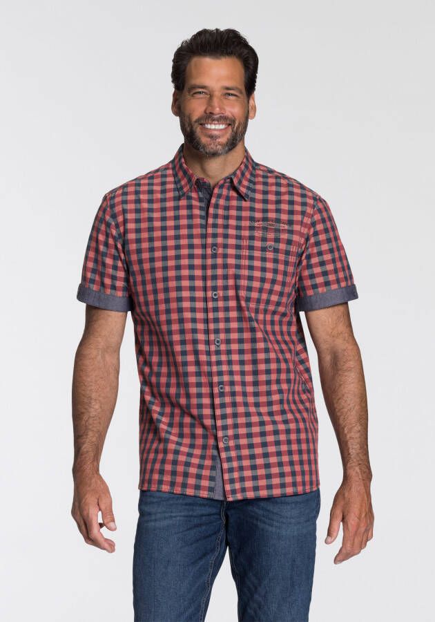Man's World Overhemd met korte mouwen met geruit patroon