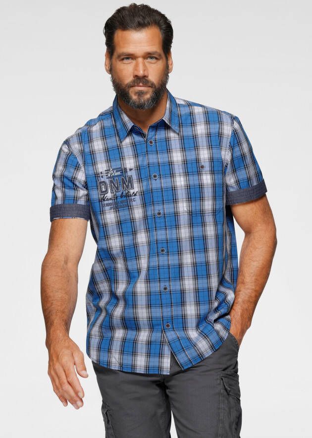 Man's World Overhemd met korte mouwen met print en borduursel
