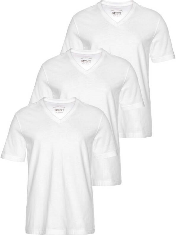 Man's World Shirt met V-hals perfect als t-shirt om ergens onder te dragen (3-delig Set van 3)