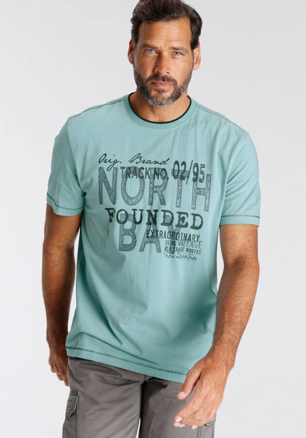 Man's World T-shirt Korte mouw casual pasvorm met coole print ronde hals