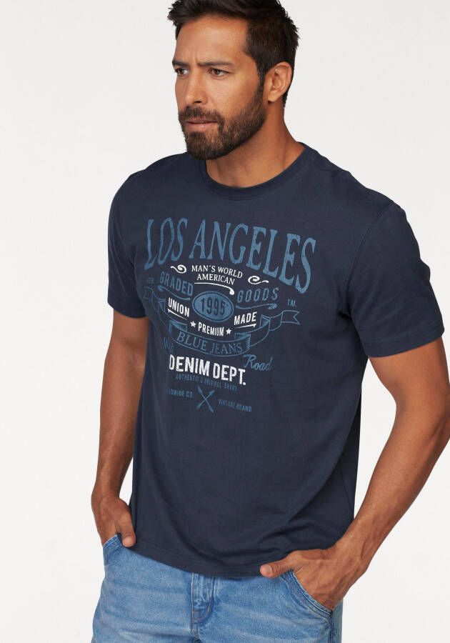 Man's World T-shirt Korte mouwen met print ronde hals van katoen