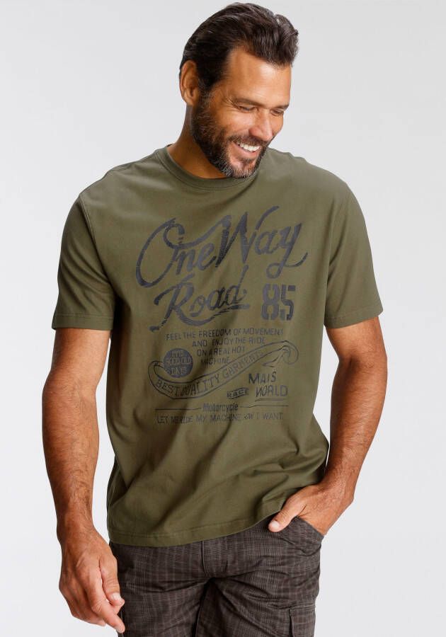 Man's World T-shirt Korte mouwen regular fit met print ronde hals in used-look