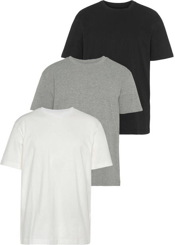 Man's World T-shirt Nieuwe kleuren! Korte mouw effen kleur ronde hals van katoen(3-delig Set van 3)
