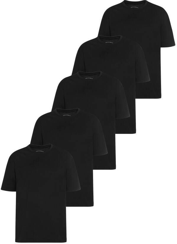 Man's World Shirt met ronde hals Korte mouwen regular fit effen ronde hals van katoen (5-delig Set van 5)