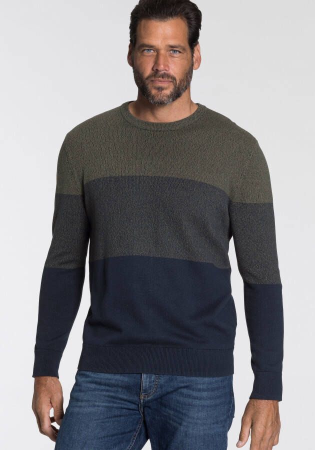 Man's World Trui met ronde hals Tot XL met blokstrepen