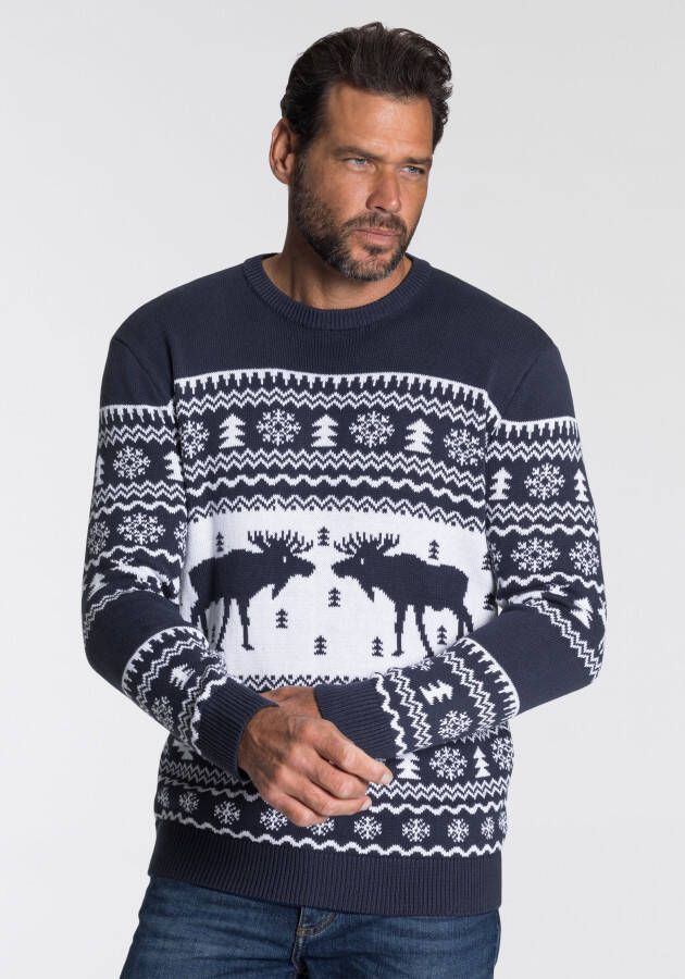 Man's World Trui met ronde hals Wintermotiv