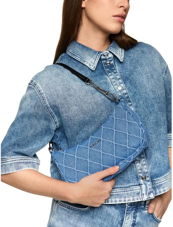 Marc Cain Schoudertas Sports Logo ia Handtas avondtas met modieuze sierstiksels en glitter