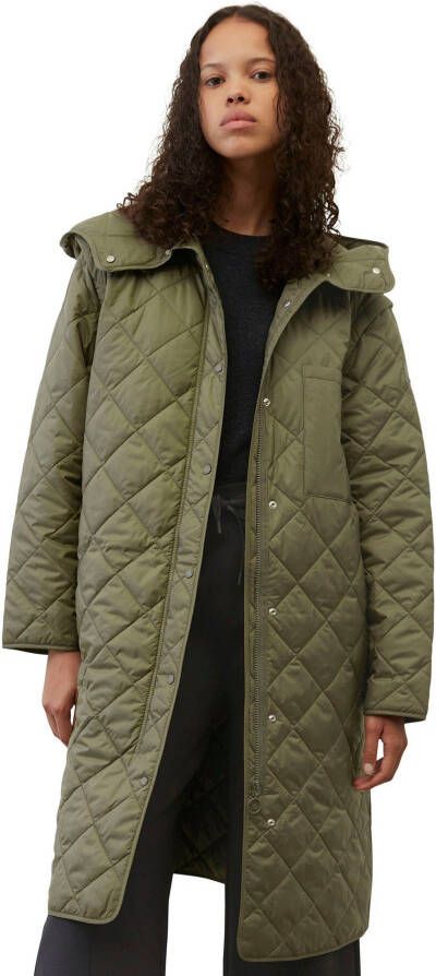 Marc O'Polo Hooded quilted coat with detachable sleeves Groen Dames