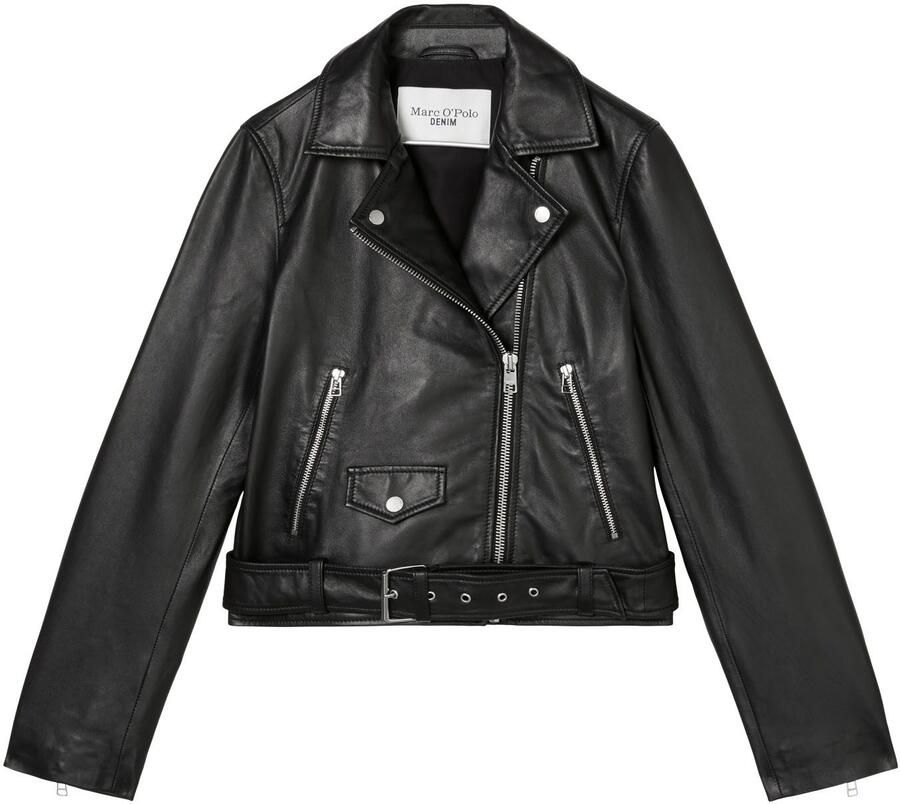 Marc O'Polo Biker leren jas regular Black Dames