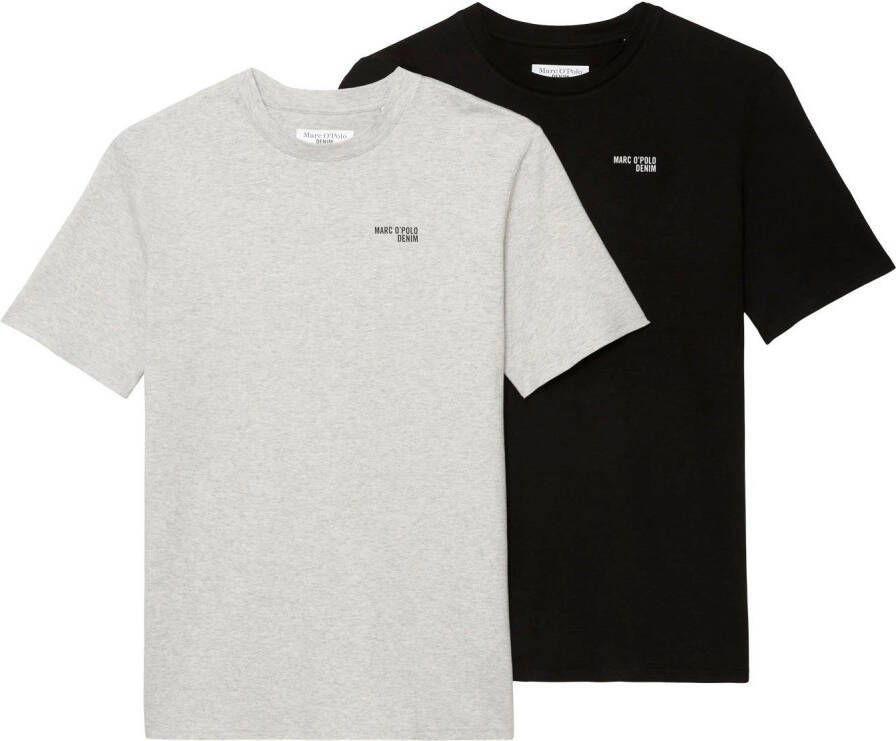 Marc O'Polo DENIM Regular fit T-shirt met labelprint in een set van 2 stuks