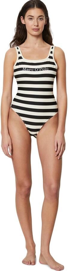 Marc O'Polo Badpak Classic Stripes diepe ruguitsnijding strepen logo-belettering - Foto 5