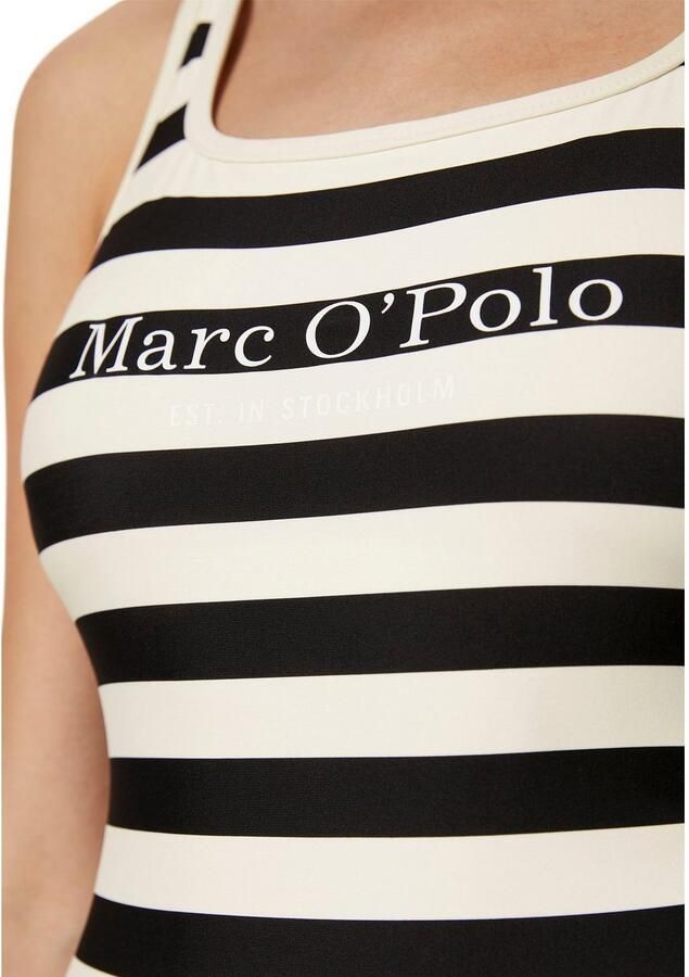 Marc O'Polo Badpak Classic Stripes diepe ruguitsnijding strepen logo-belettering - Foto 2