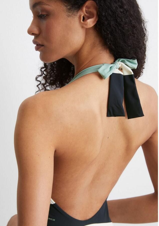 Marc O'Polo Badpak Summer stripes Neckholder diepe ruguitsnijding sneldrogend gestreept