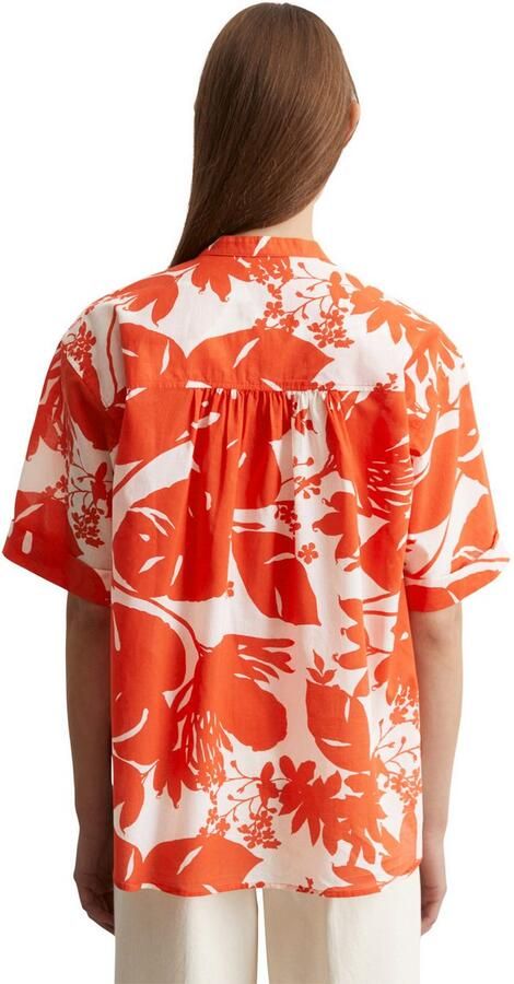 Marc O'Polo Loose fit blouse met korte mouwen van puur katoen met plooien - Foto 3