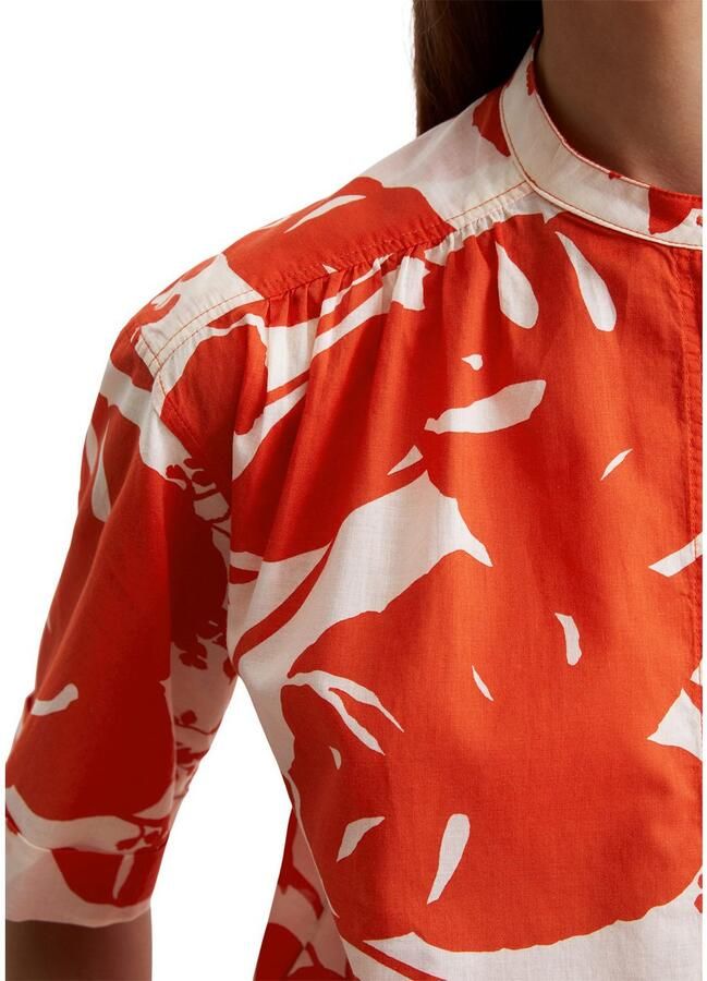 Marc O'Polo Loose fit blouse met korte mouwen van puur katoen met plooien - Foto 2