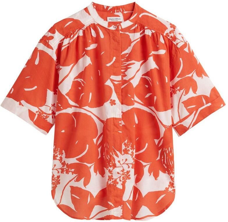 Marc O'Polo Loose fit blouse met korte mouwen van puur katoen met plooien