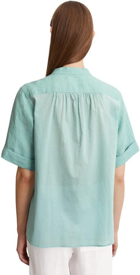 Marc O'Polo Blouse met korte mouwen puur linnen rugpas met geplooid plooidetail licht luchtig - Foto 3