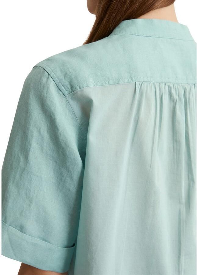 Marc O'Polo Blouse met korte mouwen puur linnen rugpas met geplooid plooidetail licht luchtig - Foto 2