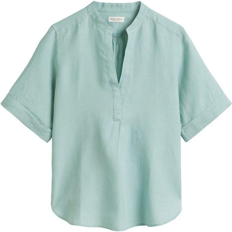 Marc O'Polo Blouse met korte mouwen puur linnen rugpas met geplooid plooidetail licht luchtig