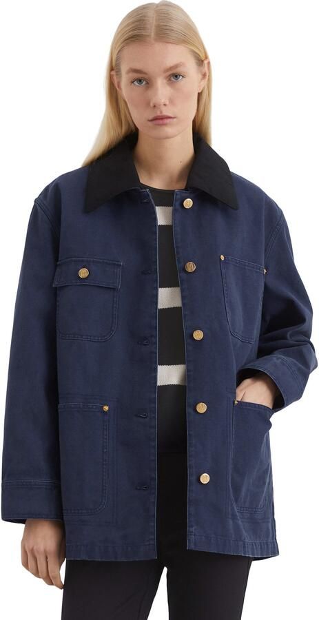 Marc O'Polo Relaxed fit canvas jack van puur katoen in worker-stijl met afneembare kraag - Foto 4