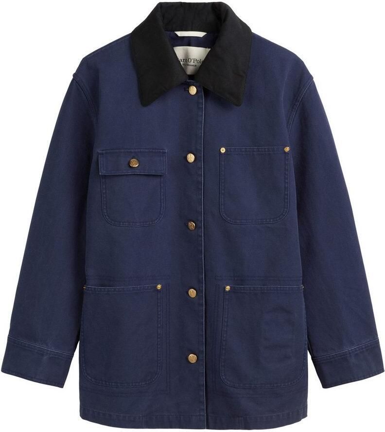 Marc O'Polo Relaxed fit canvas jack van puur katoen in worker-stijl met afneembare kraag