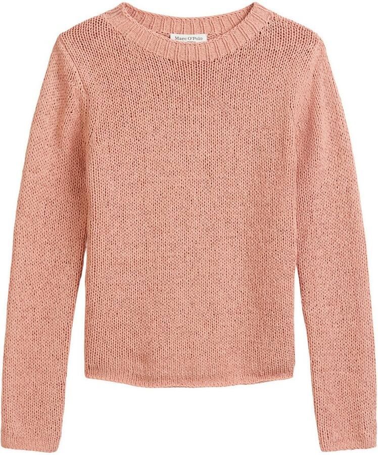 Marc O'Polo Slim fit gebreide pullover van katoenmix met geribde boothals