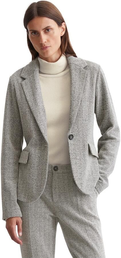 Marc O'Polo Regular fit jersey blazer met visgraatmotief - Foto 4