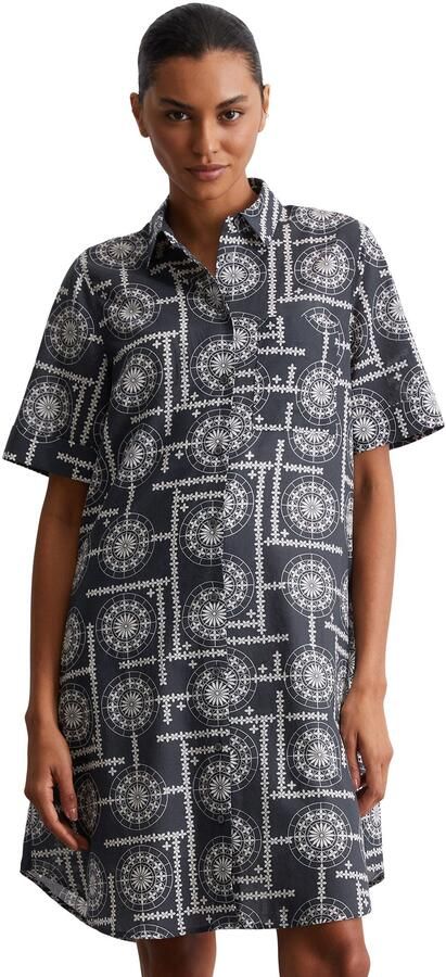 Marc O'Polo Jurk met overhemdkraag met allover print met onderjurk - Foto 4