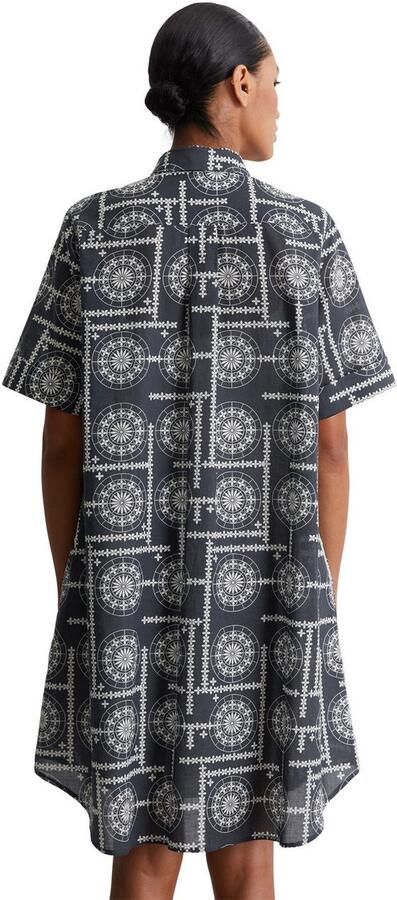 Marc O'Polo Jurk met overhemdkraag met allover print met onderjurk - Foto 3