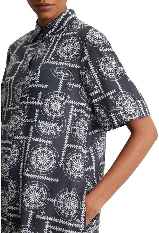 Marc O'Polo Jurk met overhemdkraag met allover print met onderjurk - Foto 2