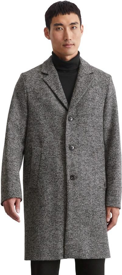 Marc O'Polo Regular fit lange wollen jas van hoogwaardige scheerwolmix met visgraatmotief - Foto 8