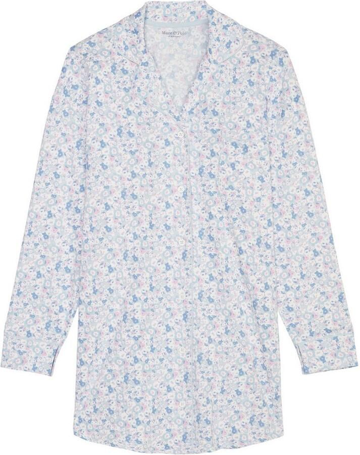 Marc O'Polo Nachthemd Mix & Match Cotton Met bowlingkraag borstzak en modern allover print