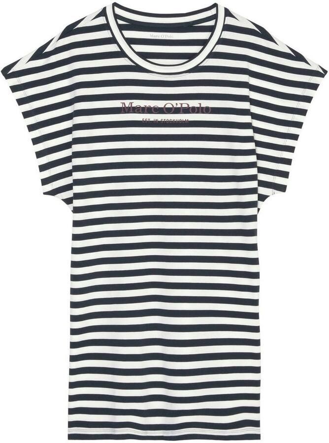 Marc O'Polo Nachthemd Mix & Match Cotton-Woven met overhangende schouders en merklogo op de borst