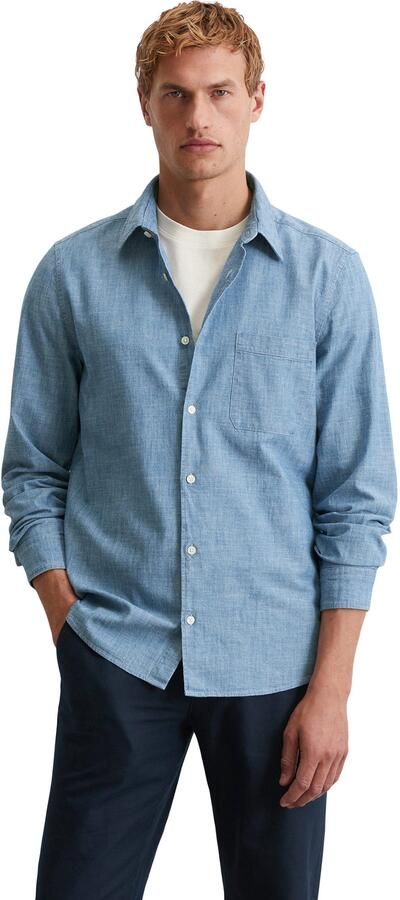 Marc O'Polo Overhemd met lange mouwen nauwsluitende vorm licht materiaal - Foto 4