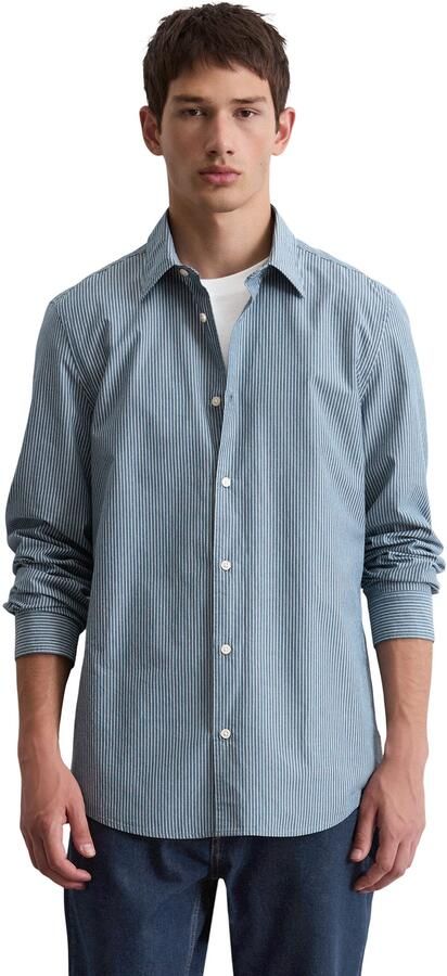 Marc O'Polo Overhemd met lange mouwen Shaped fit met garengeverfd streepjespatroon kentkraag - Foto 5