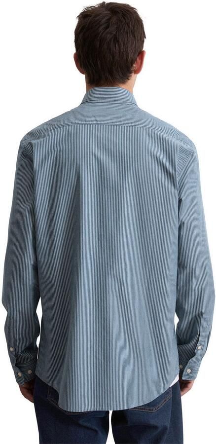 Marc O'Polo Overhemd met lange mouwen Shaped fit met garengeverfd streepjespatroon kentkraag - Foto 3