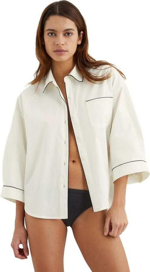 Marc O'Polo Oversized shirt Mix & Match Poplin contrasterende biezen knopen kraag 3 4-mouw - Foto 6