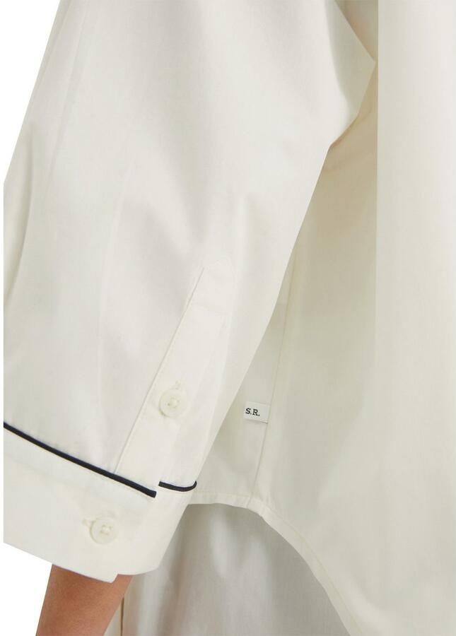 Marc O'Polo Oversized shirt Mix & Match Poplin contrasterende biezen knopen kraag 3 4-mouw - Foto 2